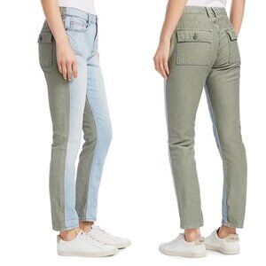 Frame Mixed Media Le Beau Green Cargo Light Blue Jean Pants 31